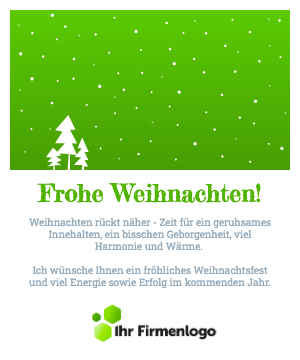 Digitale Firmenkarte Tannenwald im Schnee für Geschäftskunden