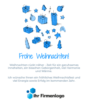 E-Card für Unternehmen mit festlichen Weihnachtsgeschenken