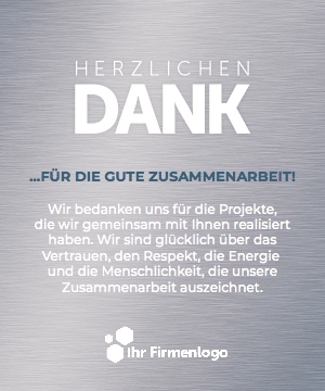 Geschäftliche Dankeskarte Metallic-Design für Unternehmen