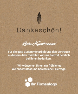 Geschäftliche Danke-E-Card auf warmem Kraftpapier