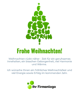 Geschäftliche Weihnachtskarte Frohes Fest mit Tannenbaum