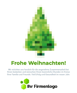 Firmen-Weihnachtskarte kreativer Pixelbaum grün