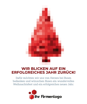 E-Card für Unternehmen innovativer Pixelbaum rot