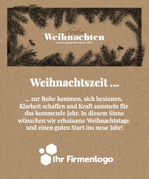 Geschäftliche E-Card Tannendesign auf Kraftpapier