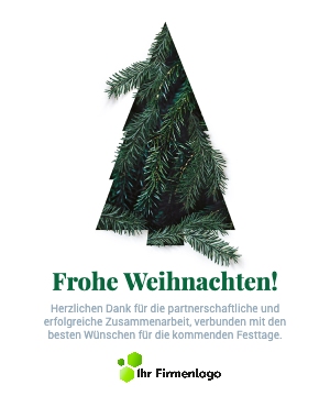 Business Weihnachtskarte grüne Tannensilhouette weiß