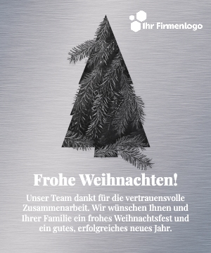 Elegante Firmen-E-Card Tannensilhouette Silber-Metallic