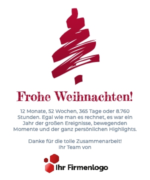 Business E-Card Weihnachtsbaum Linie invertiert für Unternehmen