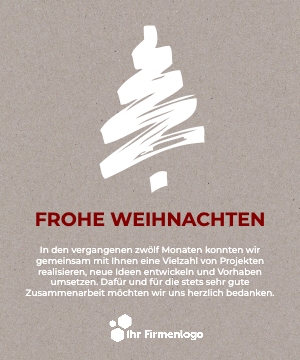 Digitale Weihnachtskarte Unternehmen Linienbaum grauer Hintergrund
