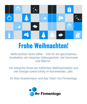 Kreative Business E-Card weihnachtliche Icons Schachbrettmuster