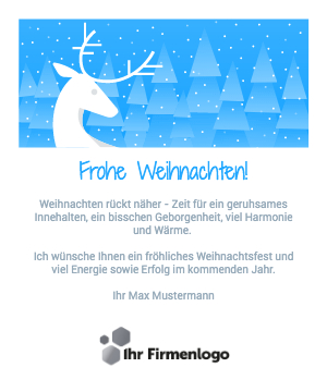 Elegante Firmen-Weihnachtskarte Hirsch in Winterlandschaft